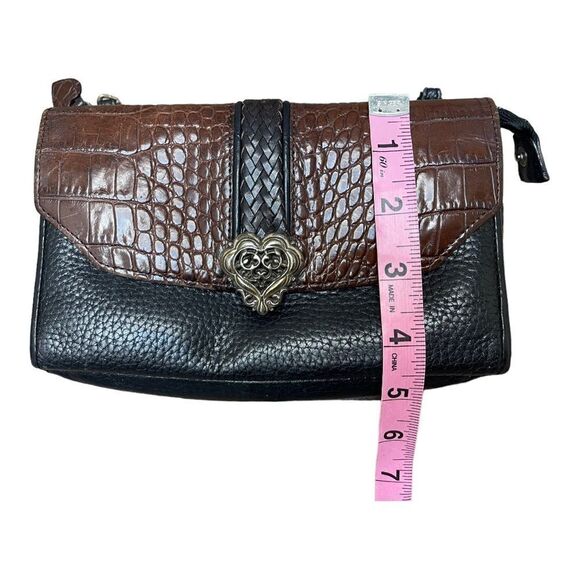 Brighton Brown Black Leather Sling Crossbody Bag. Missing strap. Western Country - Picture 7 of 10